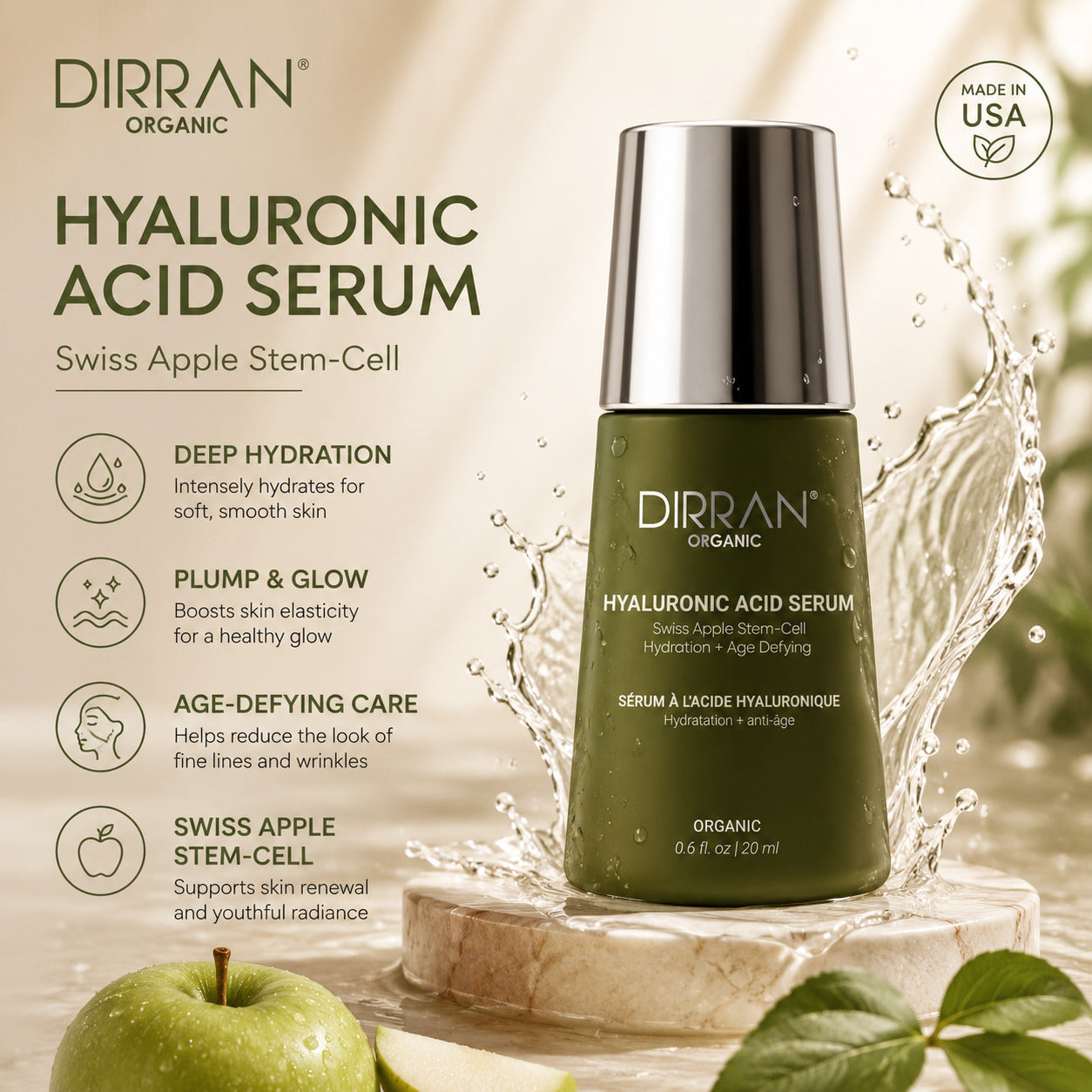 Hyaluronic Acid Serum with Swiss Apple Stem-Cell – Hydration & Age-Defying | 20ml