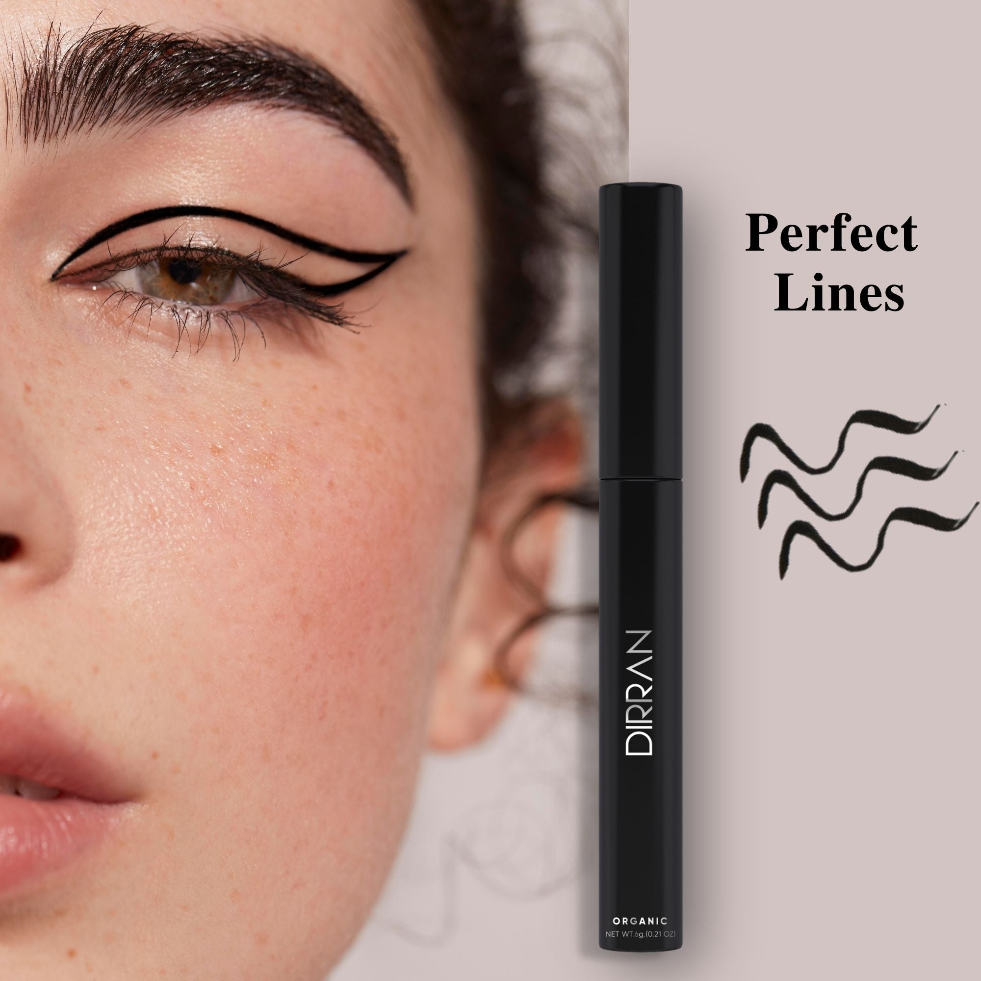 Dirran Organic Black Liquid Eyeliner – Long-Lasting, Smudge-Proof, Gentle Formula
