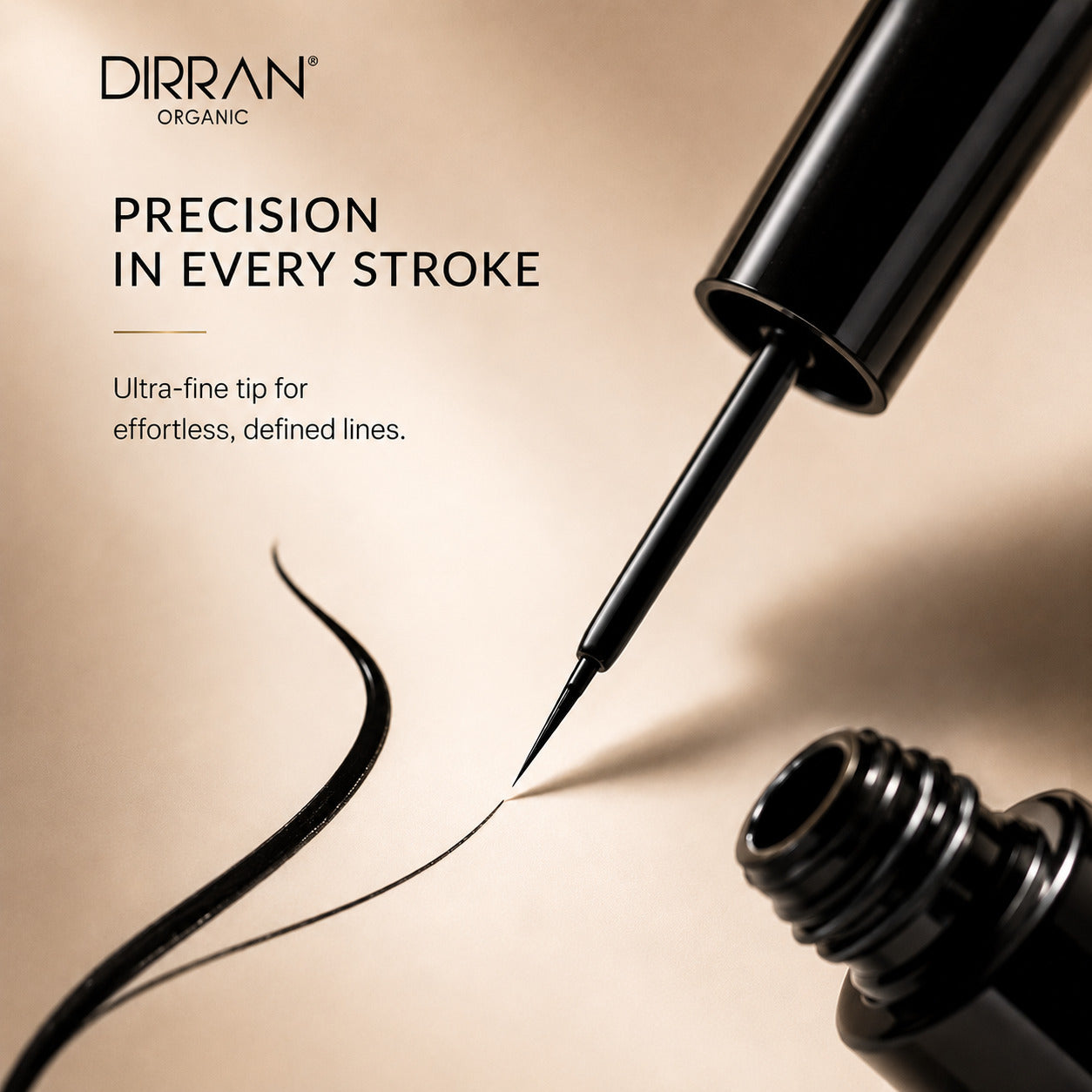 Dirran Organic Black Liquid Eyeliner – Long-Lasting, Smudge-Proof, Gentle Formula