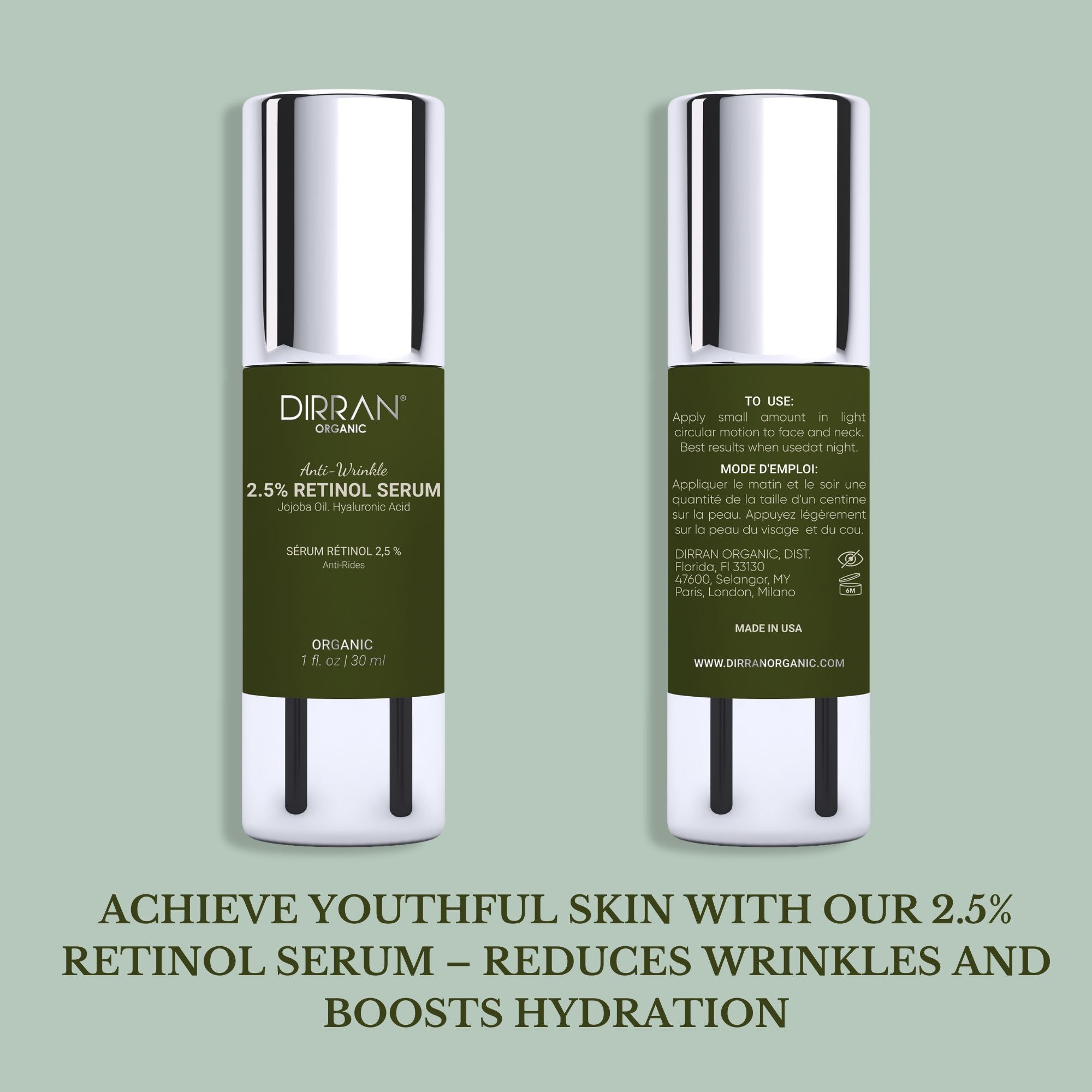 Anti-Wrinkle 2.5% Retinol Serum – Jojoba Oil + Hyaluronic Acid | Age-Defying Treatment